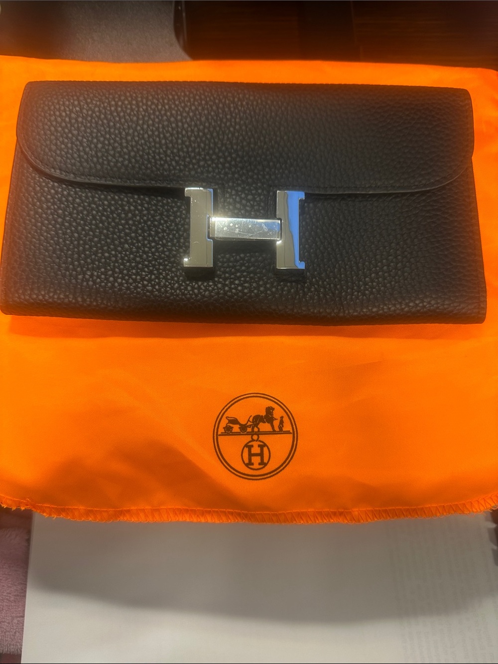 Hermes Black Togo Constance Long Wallet with Palladium H